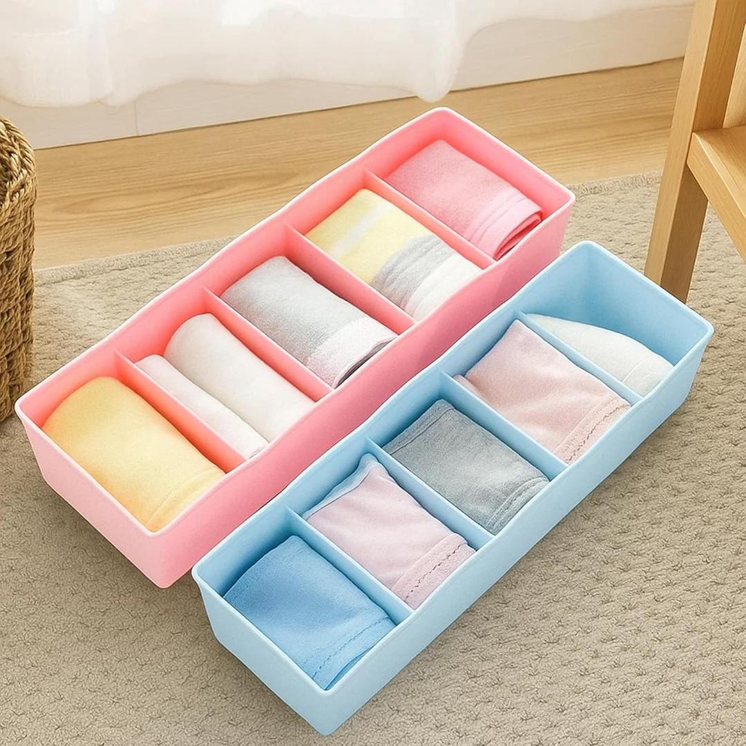 Pack of 2 - 5 Compartment Socks & Undergarment Storage Organizer