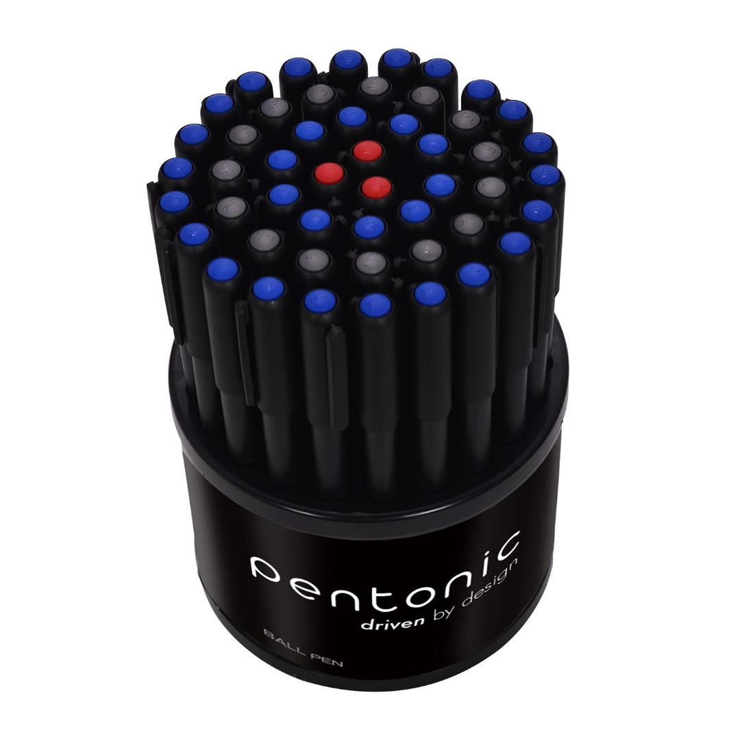Pentonic 0.7mm Ball Point Pen Tumbler Pack | Black Body | Blue, Black & Red Ink | Pack of 50 Pens