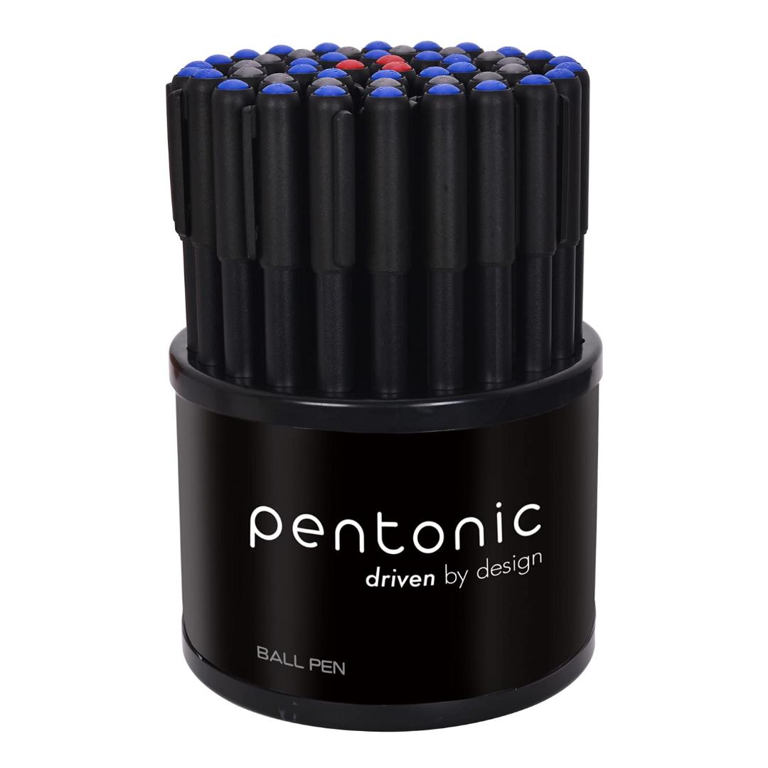 Pentonic 0.7mm Ball Point Pen Tumbler Pack | Black Body | Blue, Black & Red Ink | Pack of 50 Pens