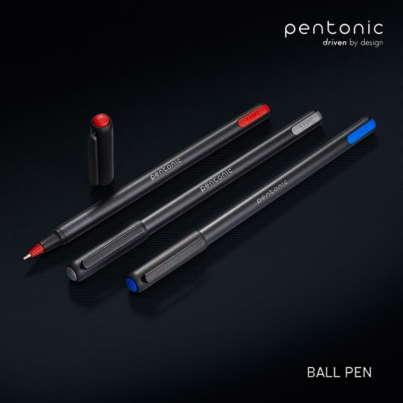 Pentonic 0.7mm Ball Point Pen Tumbler Pack | Black Body | Blue, Black & Red Ink | Pack of 50 Pens