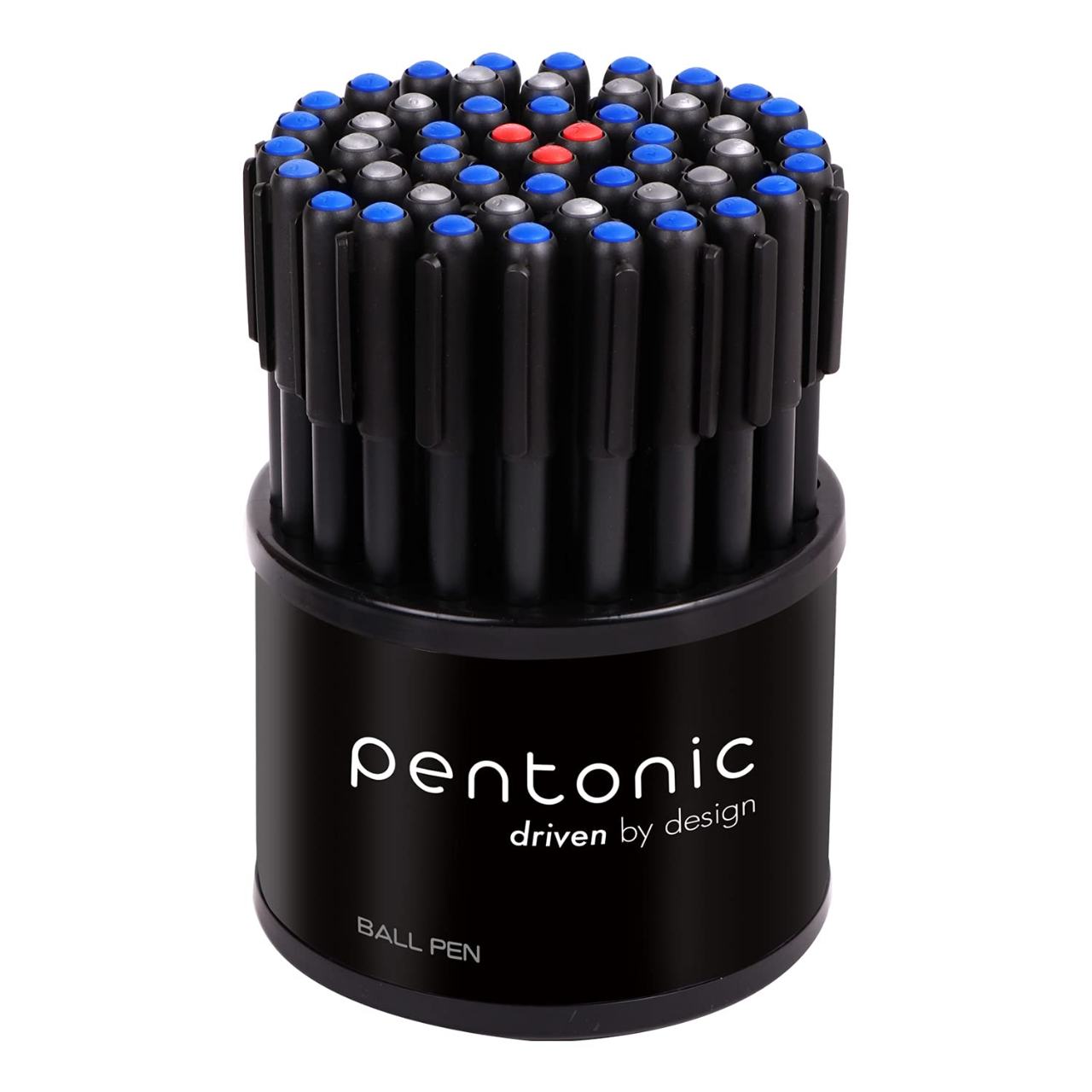 Pentonic 0.7mm Ball Point Pen Tumbler Pack | Black Body | Blue, Black & Red Ink | Pack of 50 Pens