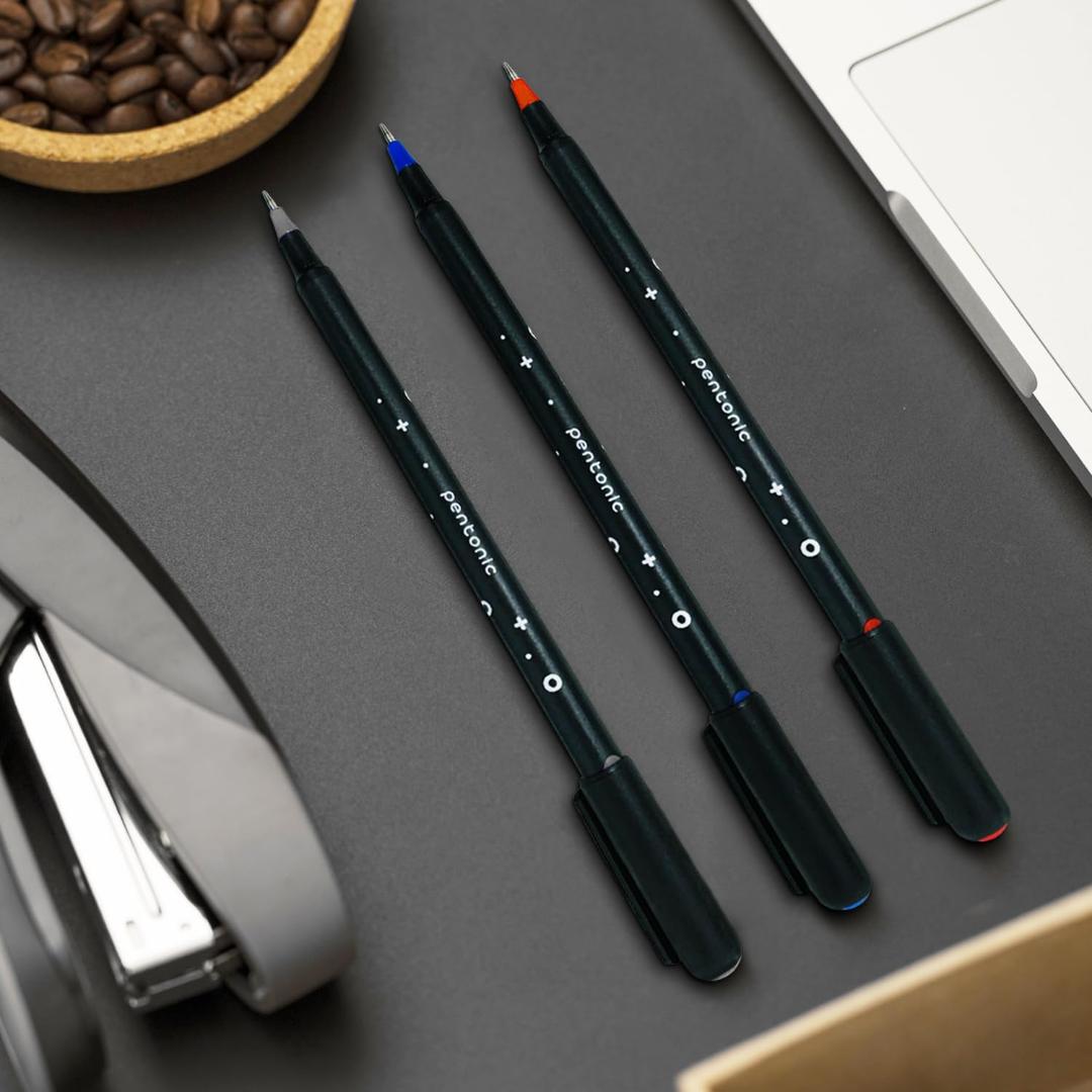 Pentonic Cipher 0.5mm Ball Pen, Black Body Black Ink (Set of 10)