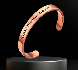 Personalized Rose Gold Copper Kada Bracelet for Men - Custom Engraving