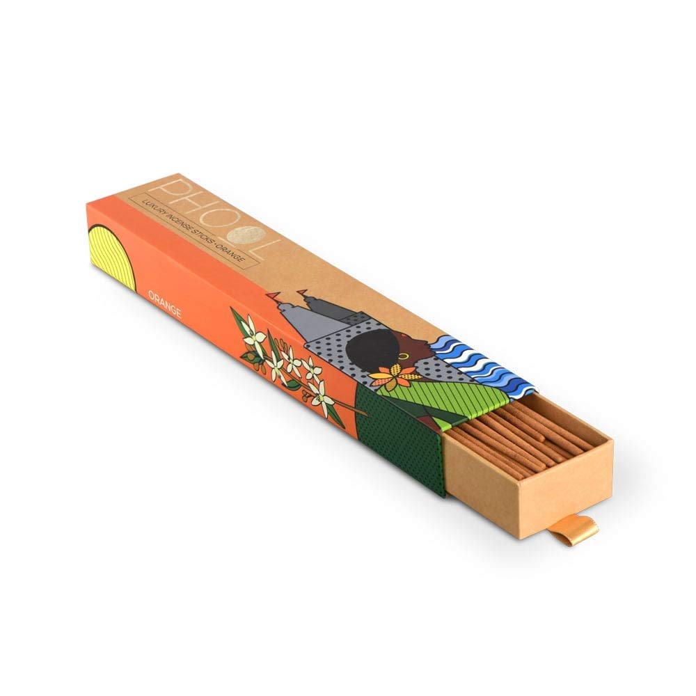 Phool Organic Orange Incense Sticks (25.4 cm, 186 Gm, Orange, 40 Sticks)