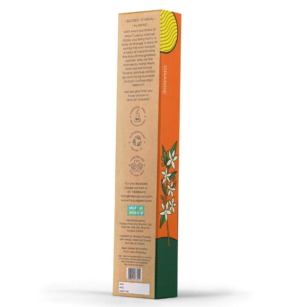 Phool Organic Orange Incense Sticks (25.4 cm, 186 Gm, Orange, 40 Sticks)