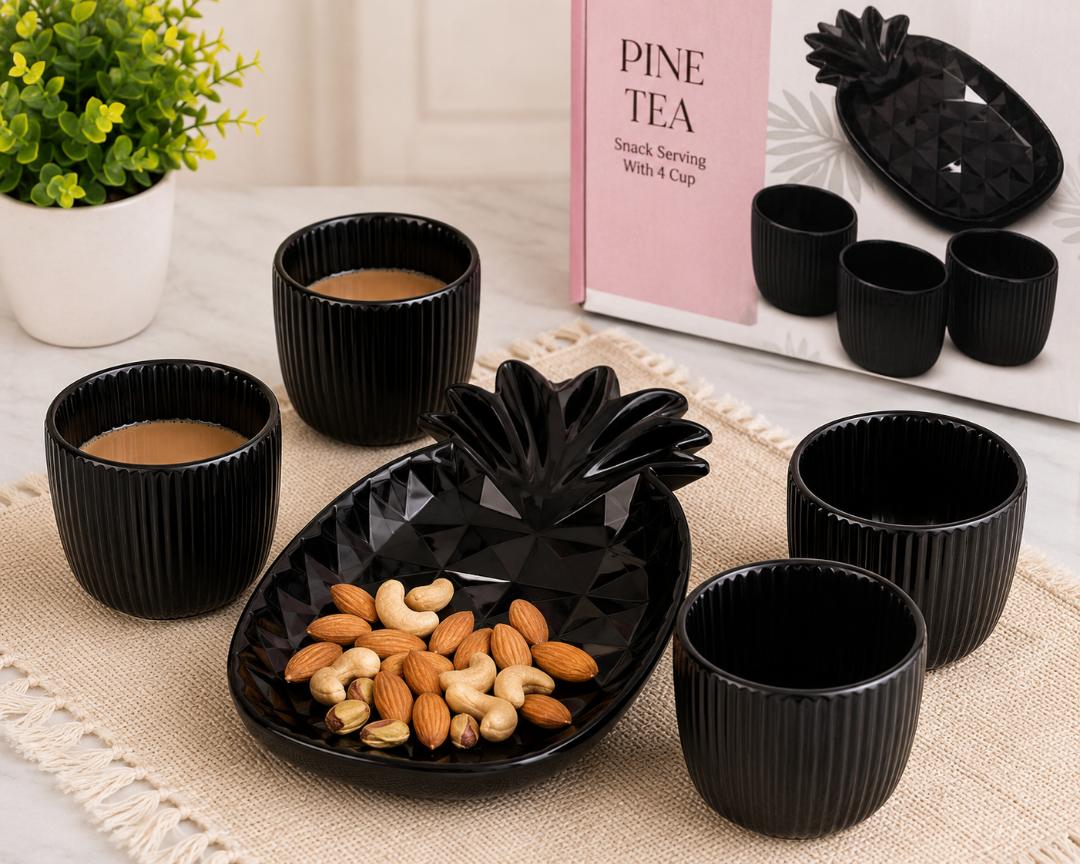 Pine Tea Premium Black Snack Serving Set (5 Pieces)