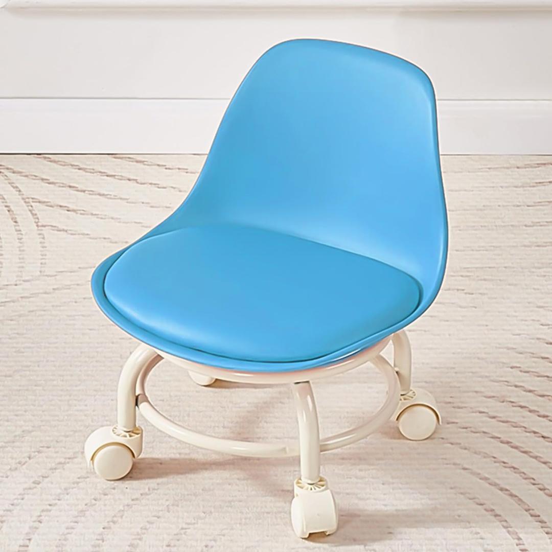 Plastic Low Round Rolling Pedicure Stool with Wheels - Mix Color