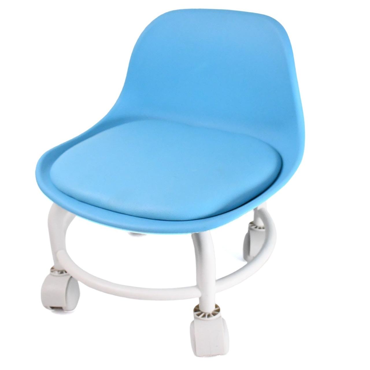 Plastic Low Round Rolling Pedicure Stool with Wheels - Mix Color