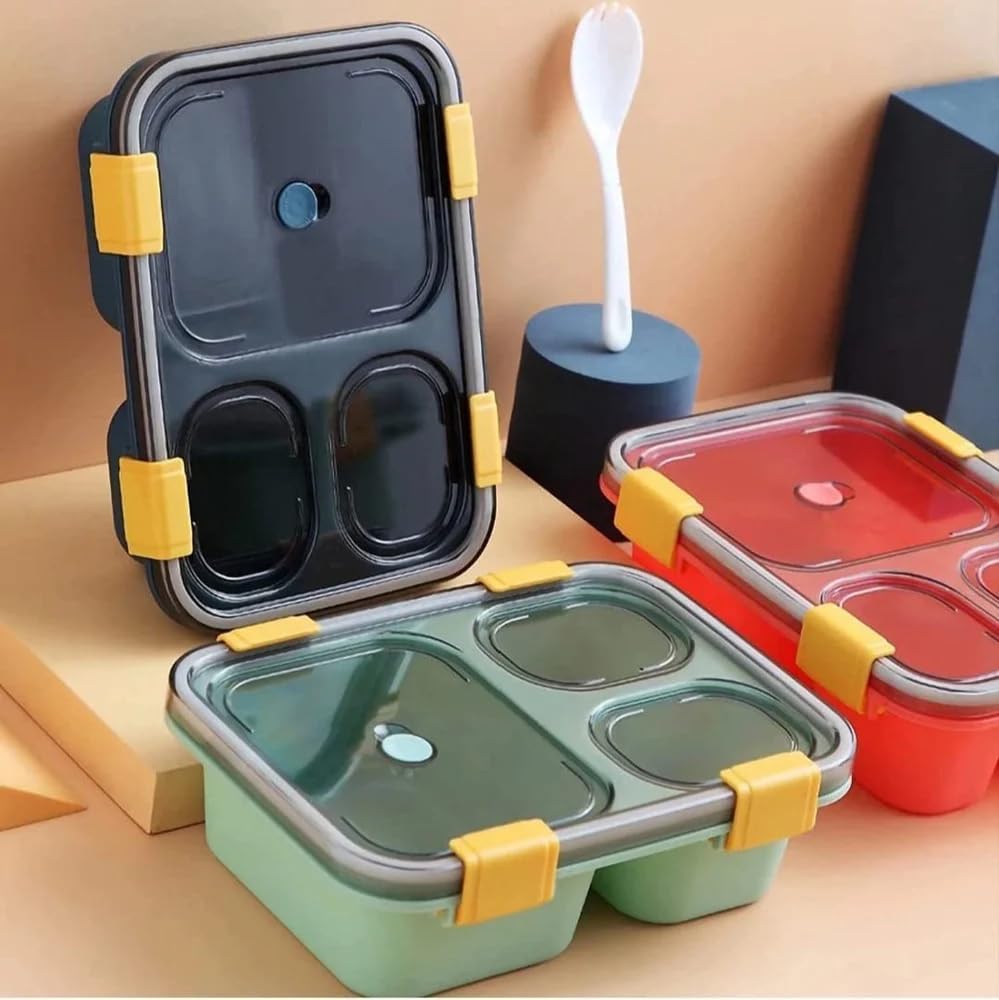 Plastic Lunch Box for Kids, Lunch Box (3 Compartment Lunch Box)