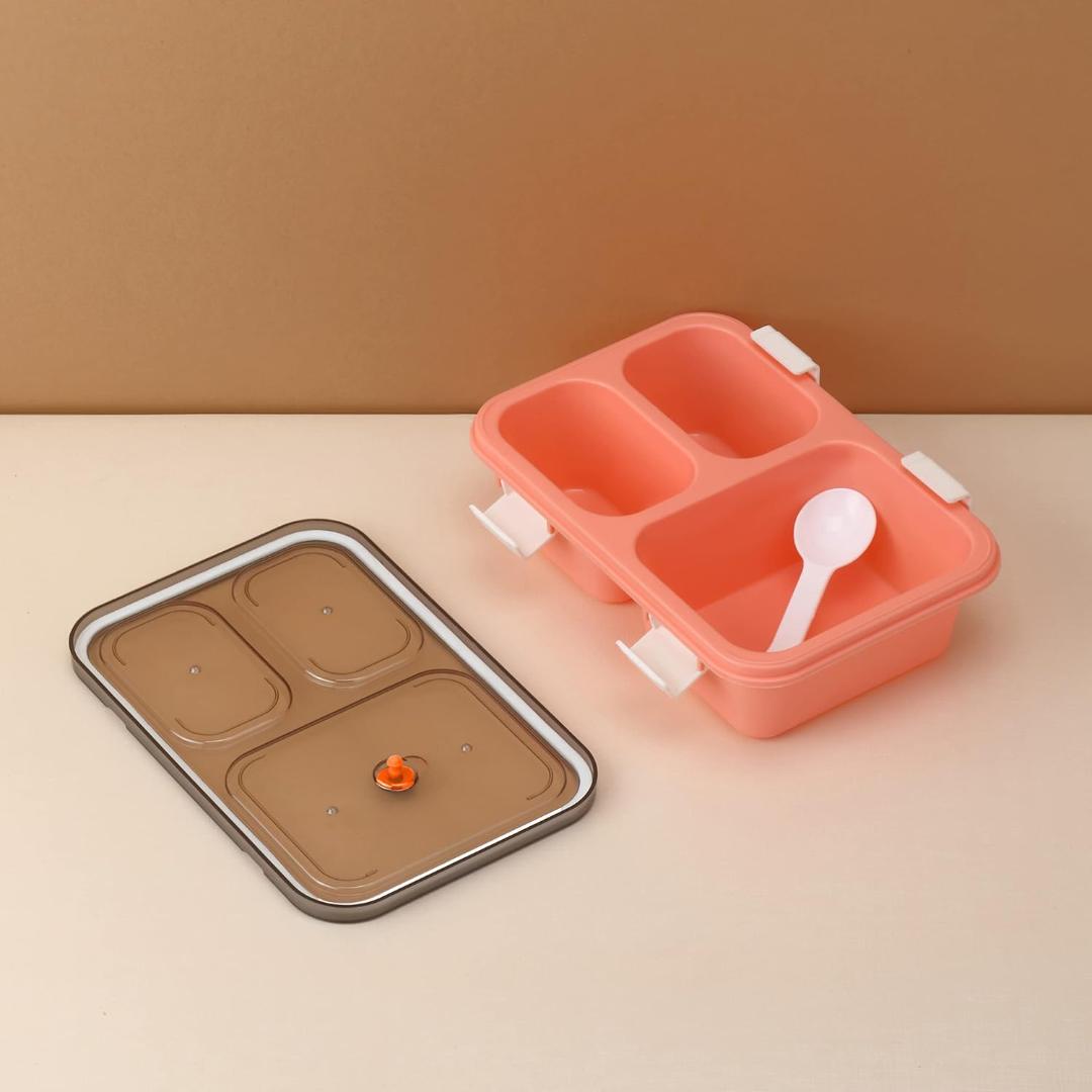 Plastic Lunch Box for Kids, Lunch Box (3 Compartment Lunch Box)