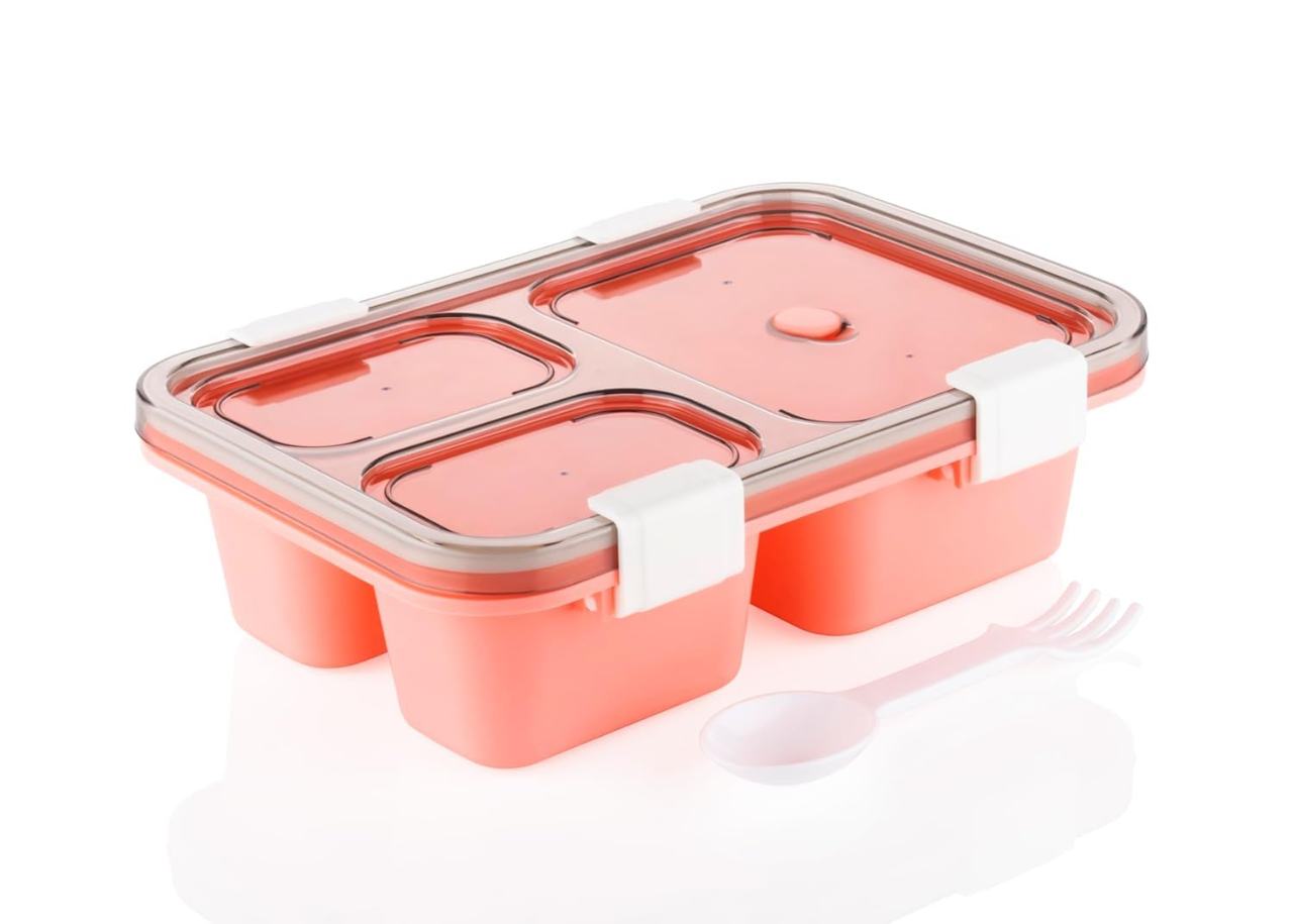 Plastic Lunch Box for Kids, Lunch Box (3 Compartment Lunch Box)