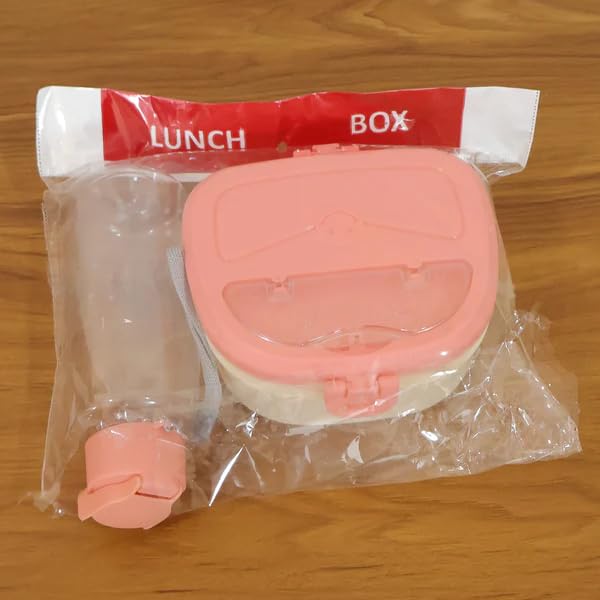Plastic Lunch Box & Water Bottle Set with Secure Lock Lid