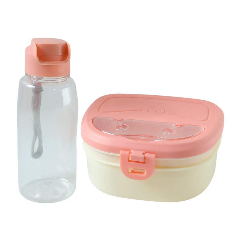 Plastic Lunch Box & Water Bottle Set with Secure Lock Lid