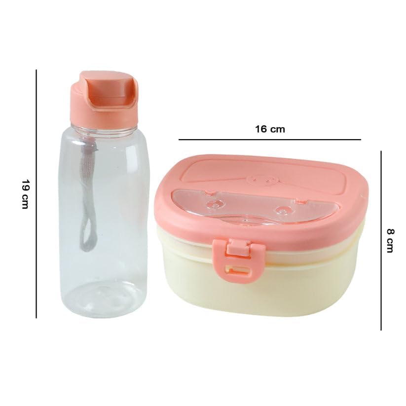 Plastic Lunch Box & Water Bottle Set with Secure Lock Lid