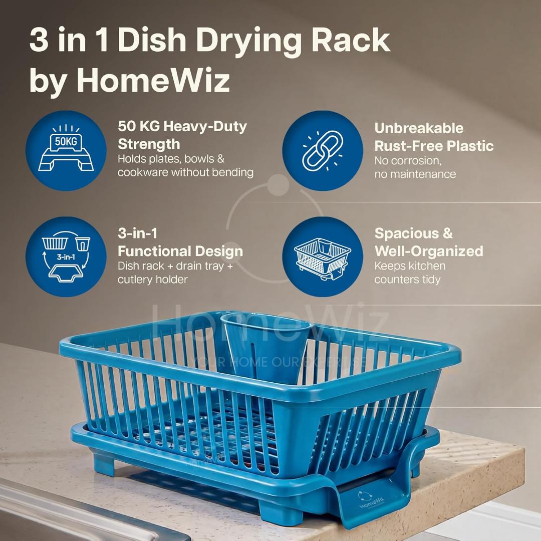Plastic Sink Dish Drainer Drying Rack (With Brown Box) ( MOQ :- 3 Pc)
