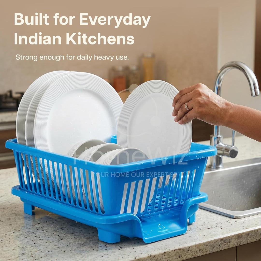 Plastic Sink Dish Drainer Drying Rack (With Brown Box) ( MOQ :- 3 Pc)