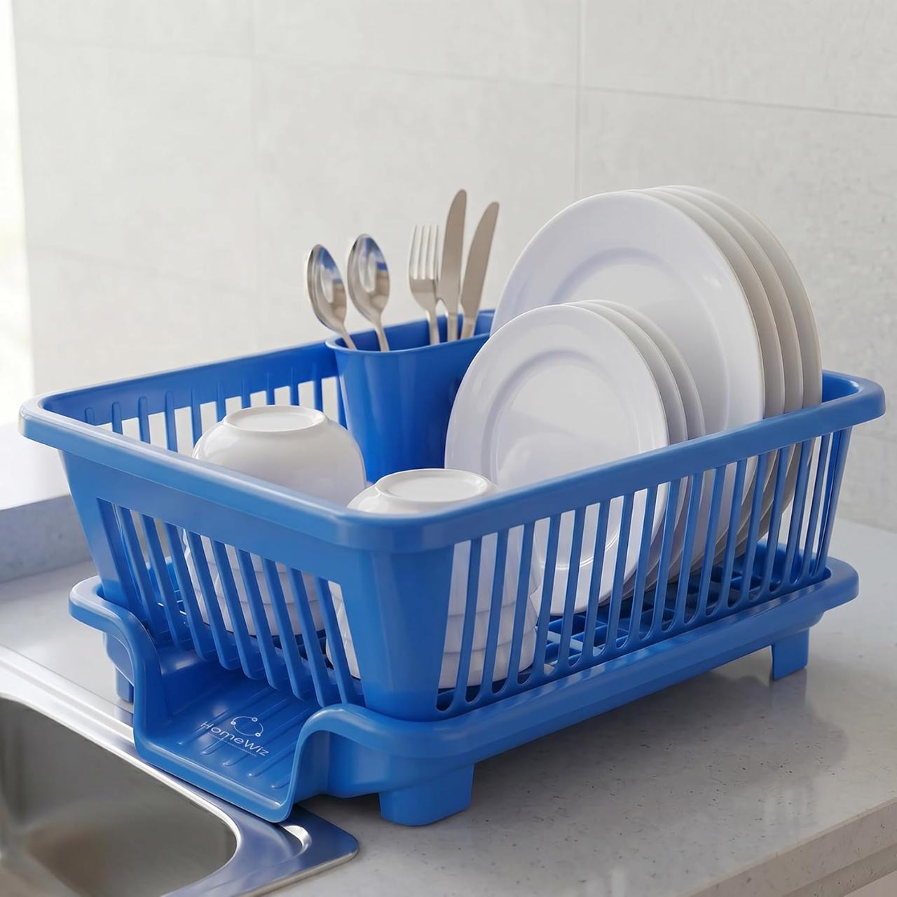Plastic Sink Dish Drainer Drying Rack (With Brown Box) ( MOQ :- 3 Pc)