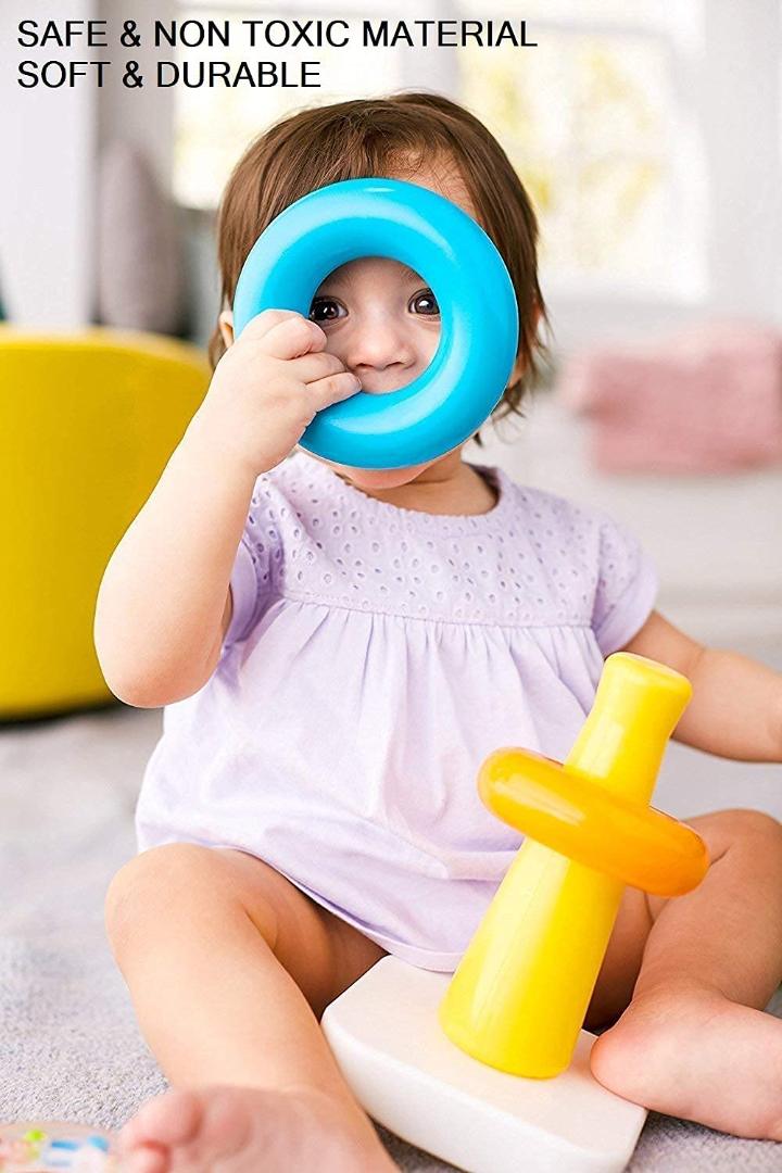 Plastic Teddy Bear Stacking Rings - Jumbo 7pc Educational Toy