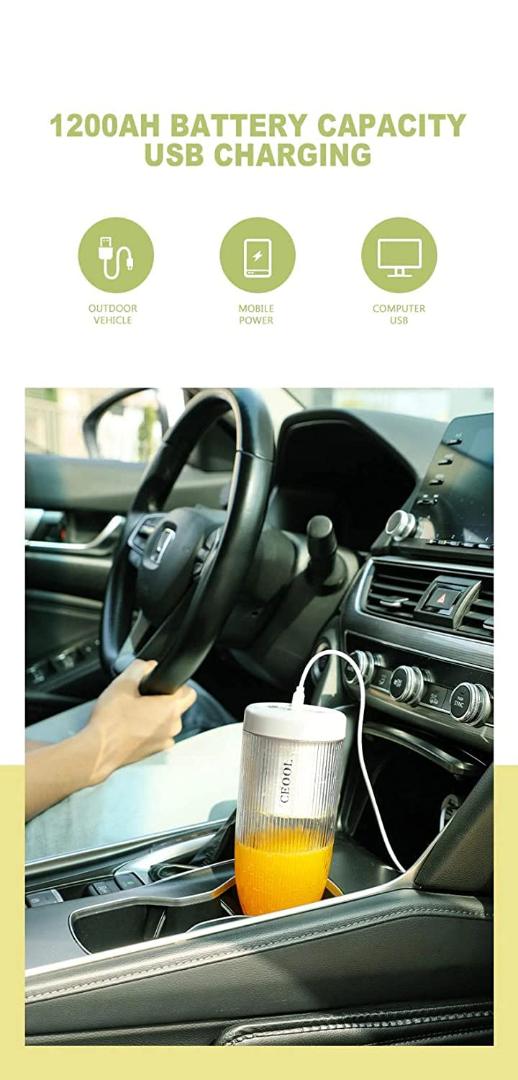 Portable 420ml Juicer Blender with 6 Stainless Steel Blades