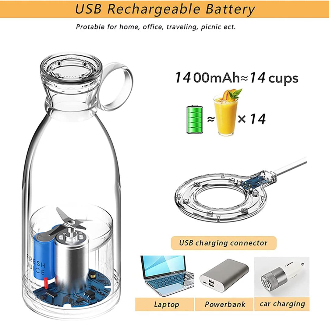 Portable 420ml Juicer Blender with 6 Stainless Steel Blades