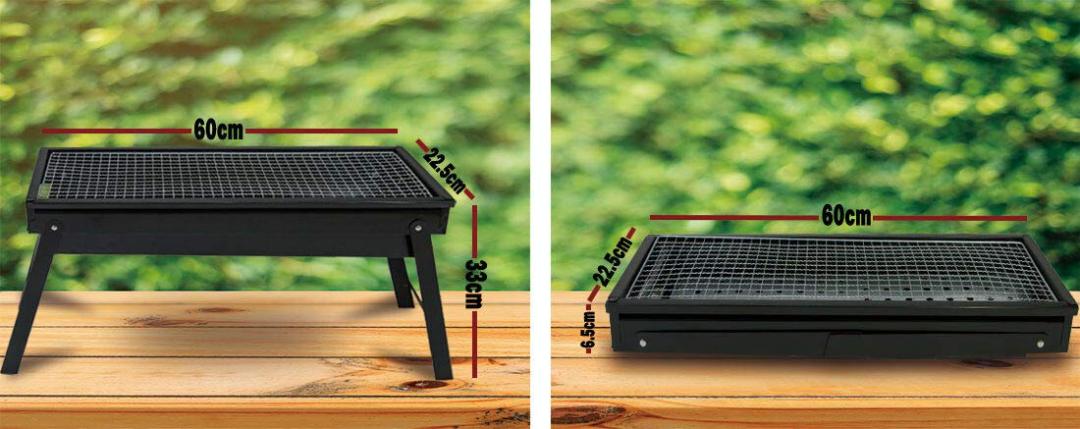Portable Folding Charcoal BBQ Grill with Foldable Legs and Side Tray