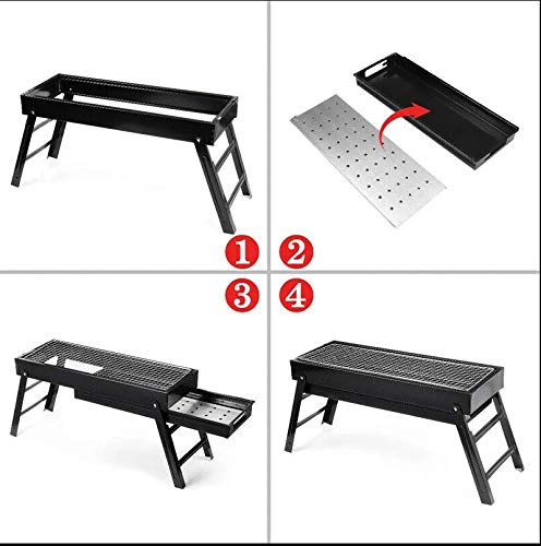 Portable Folding Charcoal BBQ Grill with Foldable Legs and Side Tray