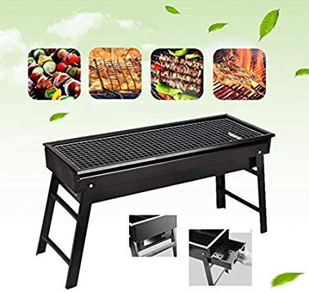 Portable Folding Charcoal BBQ Grill with Foldable Legs and Side Tray