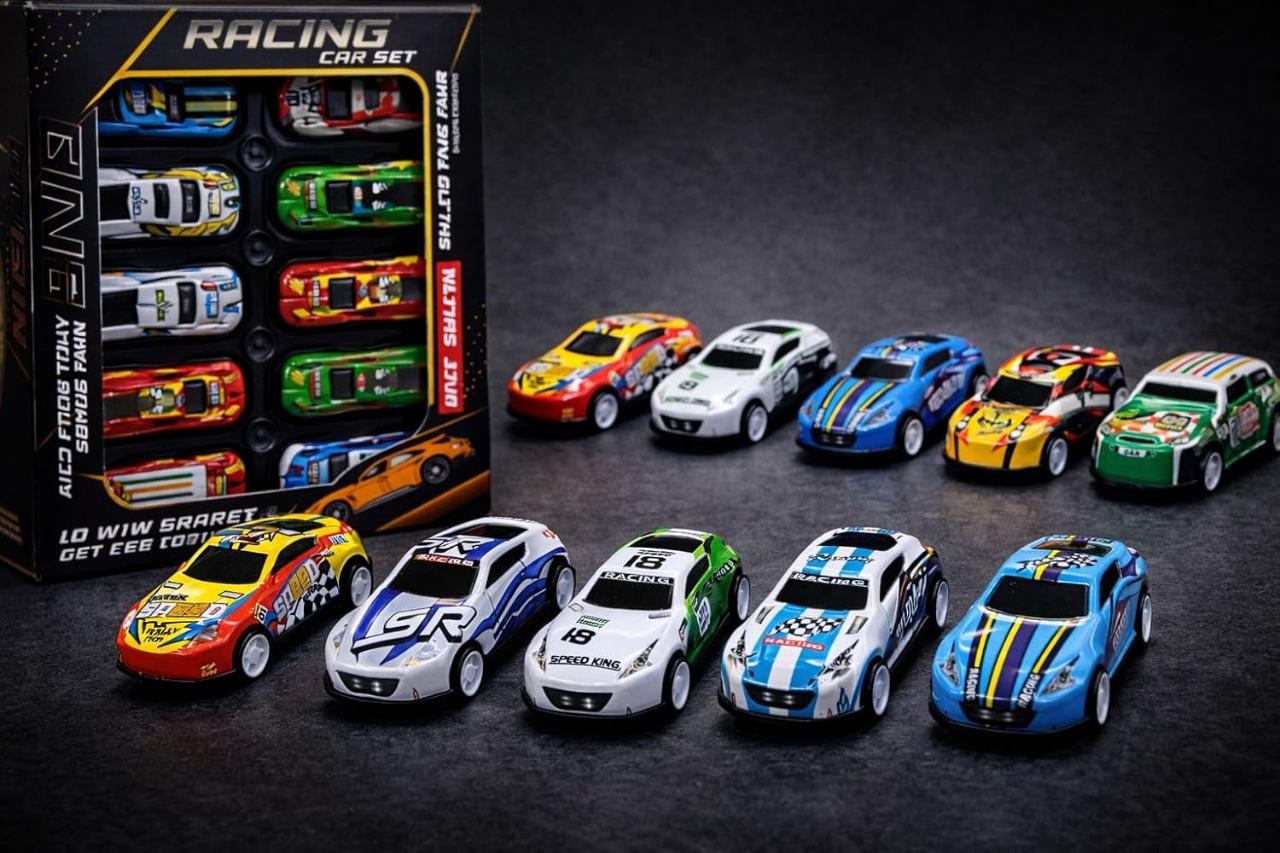Premium metal racing car 10 pc set