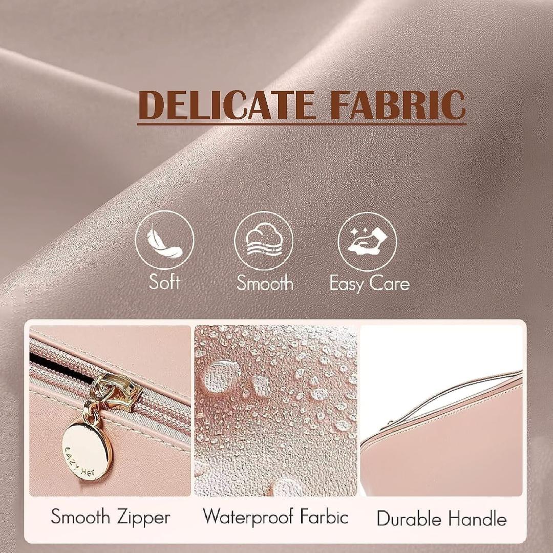 Premium Peach Travel Makeup & Toiletry Organizer Pouch with Zipper & Handle