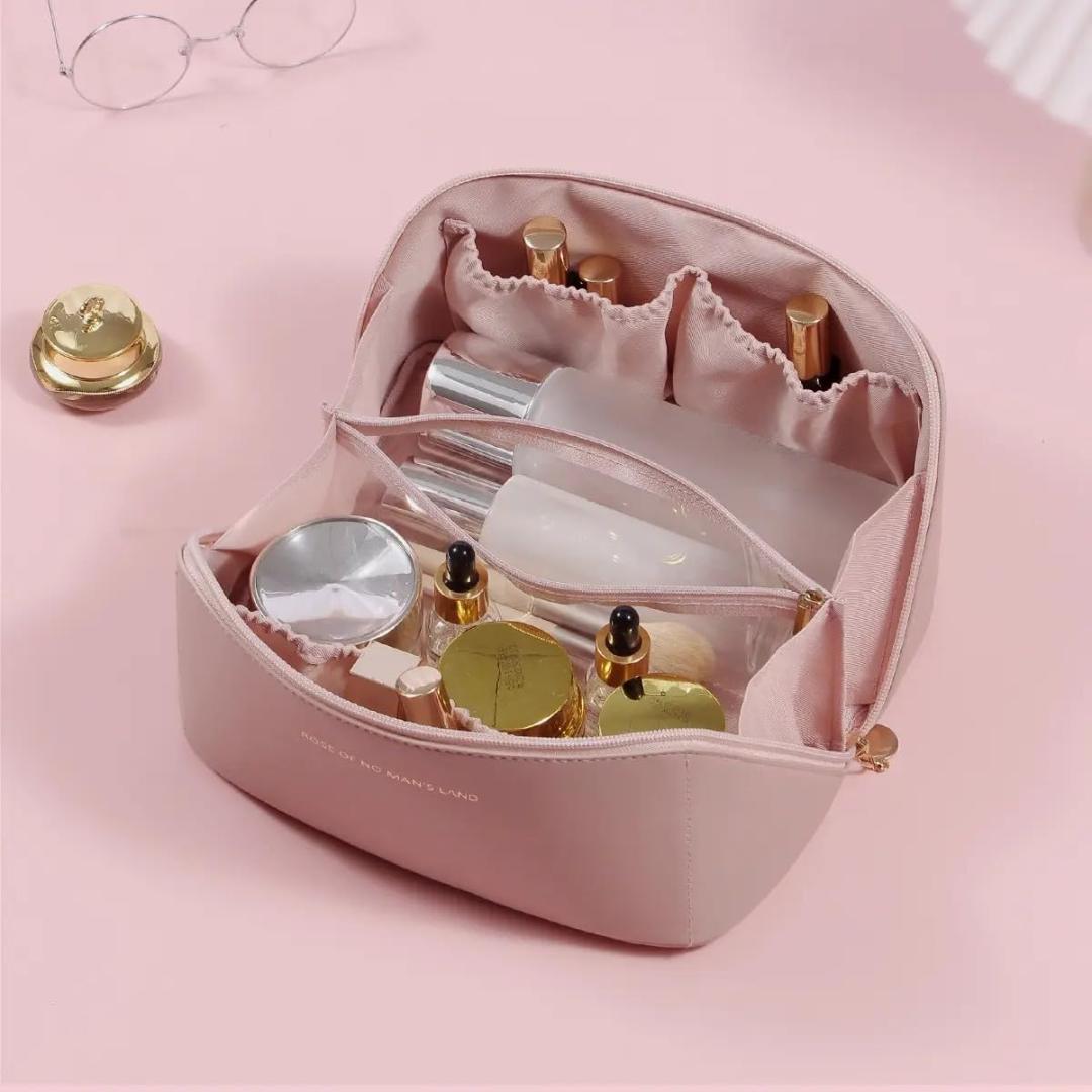 Premium Peach Travel Makeup & Toiletry Organizer Pouch with Zipper & Handle