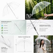 Premium Transparent Dome Umbrella with Curved Handle - Windproof