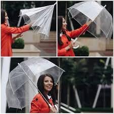 Premium Transparent Dome Umbrella with Curved Handle - Windproof