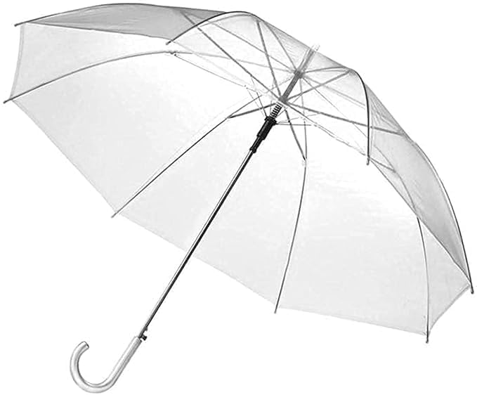 Premium Transparent Dome Umbrella with Curved Handle - Windproof