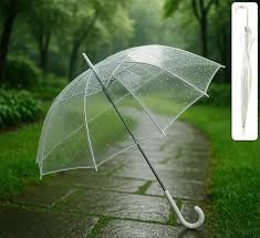 Premium Transparent Dome Umbrella with Curved Handle - Windproof