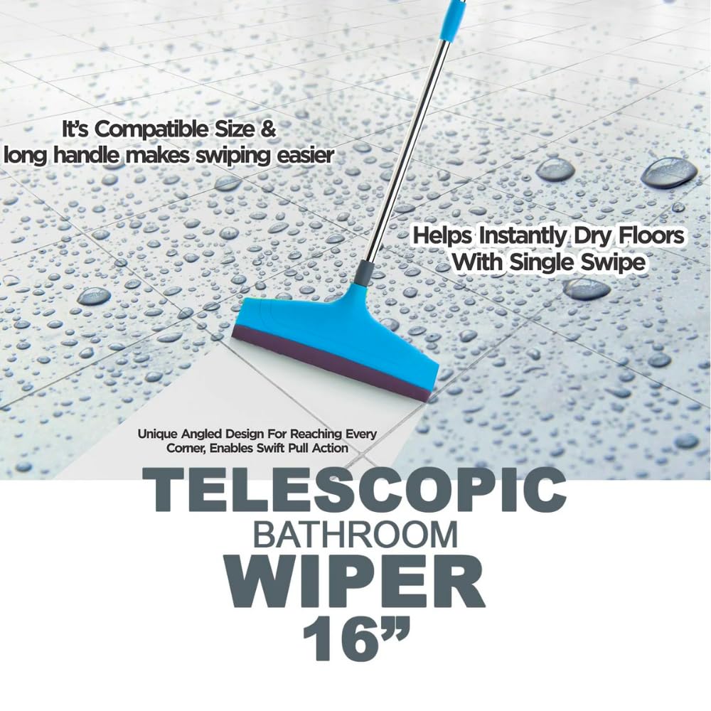 Pro Clean Adjustable Stainless Steel Floor Wiper with Telescopic Handle