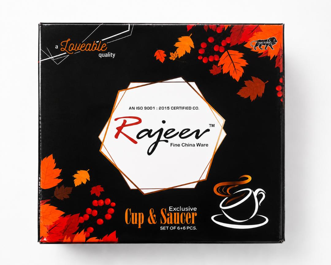 Rajeev Fine China Cup & Saucer Set – 12 Pieces (6 Cups + 6 Saucers)