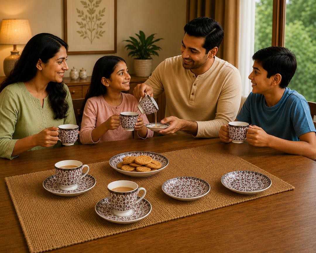 Rajeev Fine China Cup & Saucer Set – 12 Pieces (6 Cups + 6 Saucers)