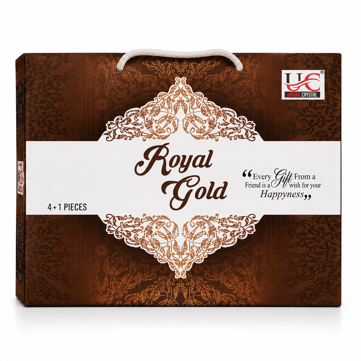 Royal Gold Premium Tea & Coffee Serving Set (4 Cups + 1 Snack Tray)