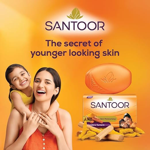 Santoor Skin Moisturising Sandal & Turmeric Soap - Pack of 4