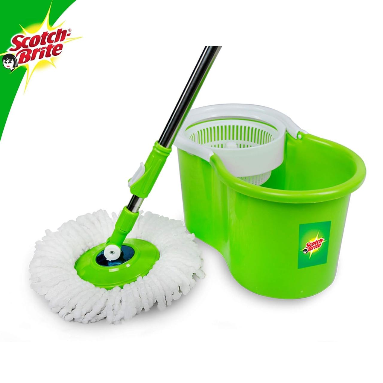 Scotch Brite 2-in-1 Bucket Spin Mop with extra refill (Microfiber)