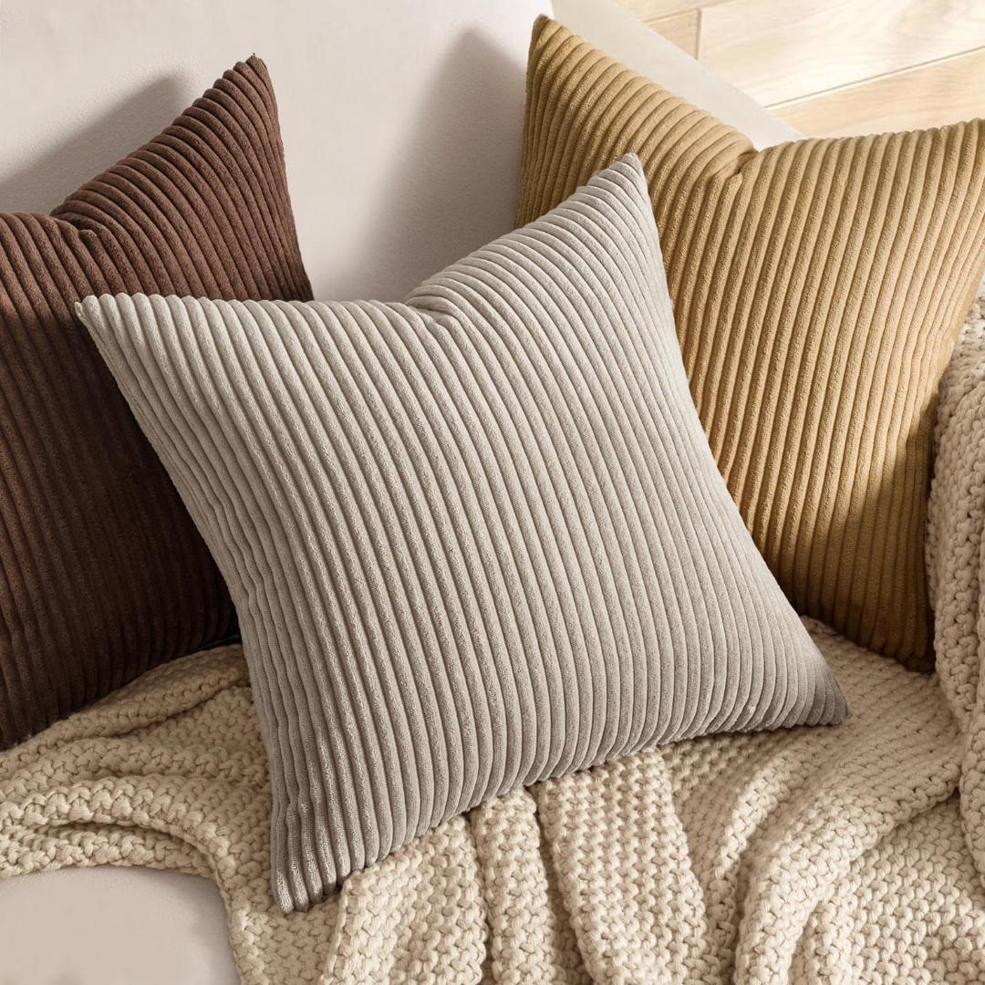 Soft Corduroy 16x16 Decorative Throw Pillow Cover - 1 Pc