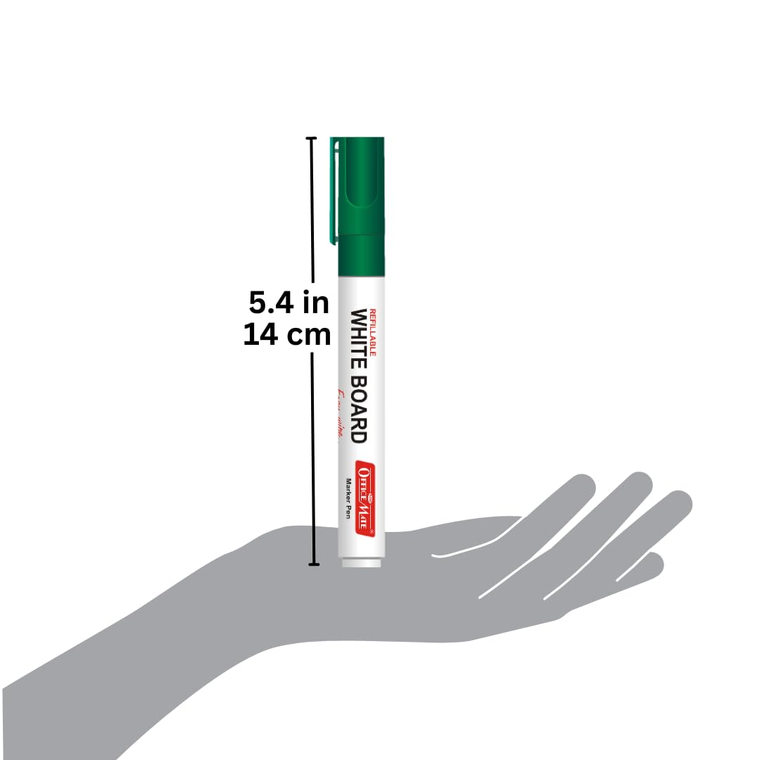 Soni Officemate Whiteboard Markers | Pack of 10 (Mix)| Black, Blue, Red & Green | 4.43 mm Bullet Tip | Non-Toxic | Smooth Writing | Easy Wipe