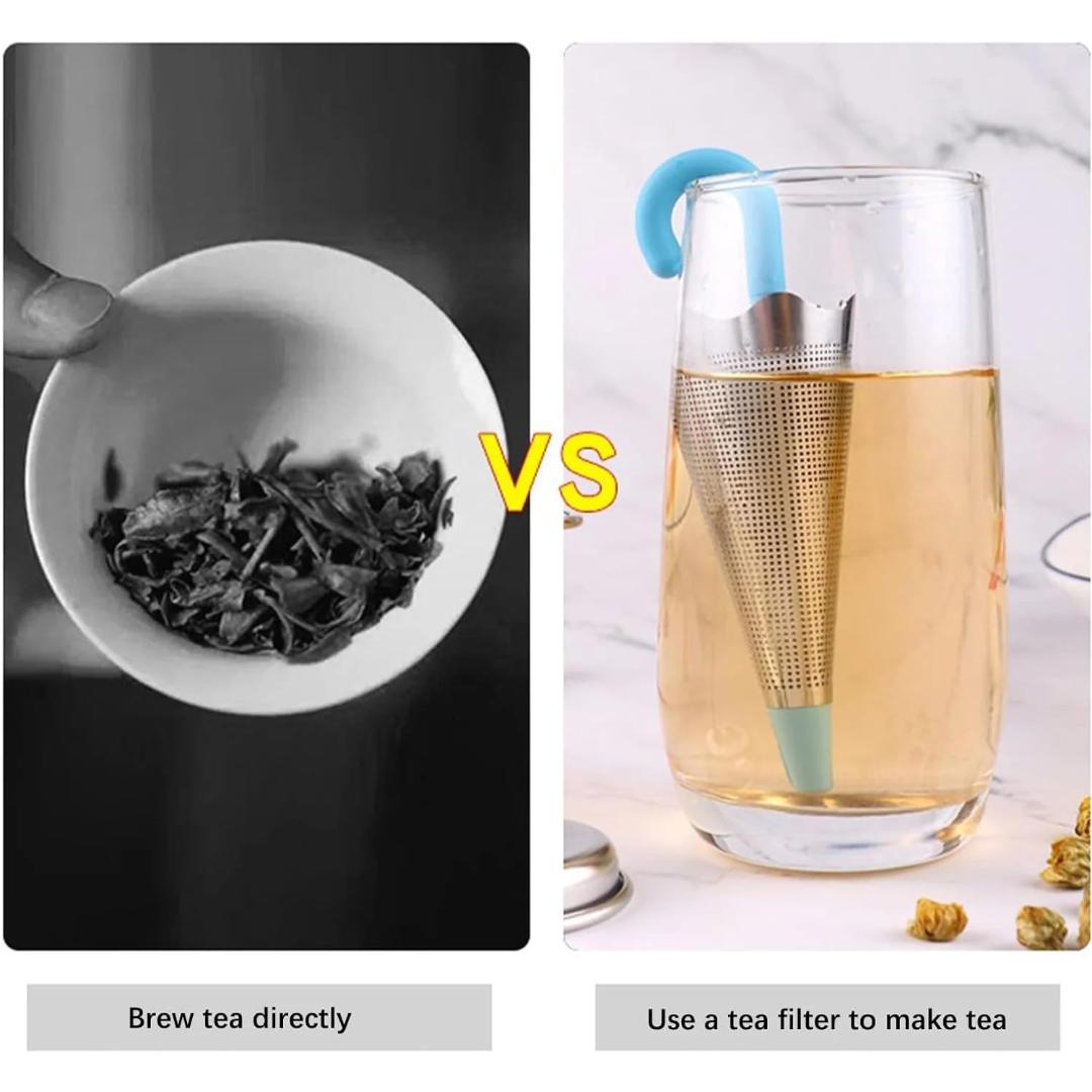 Stainless Steel Umbrella Tea Strainer with Stand Drip Tray