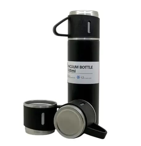 Stainless Steel Vacuum Flask Set with 3 Cups - 500ml