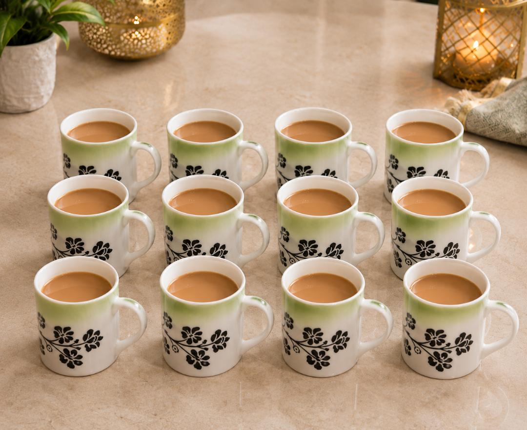 STAR Fine Clay Craft Floral Coffee Mug Set (12 Pcs)