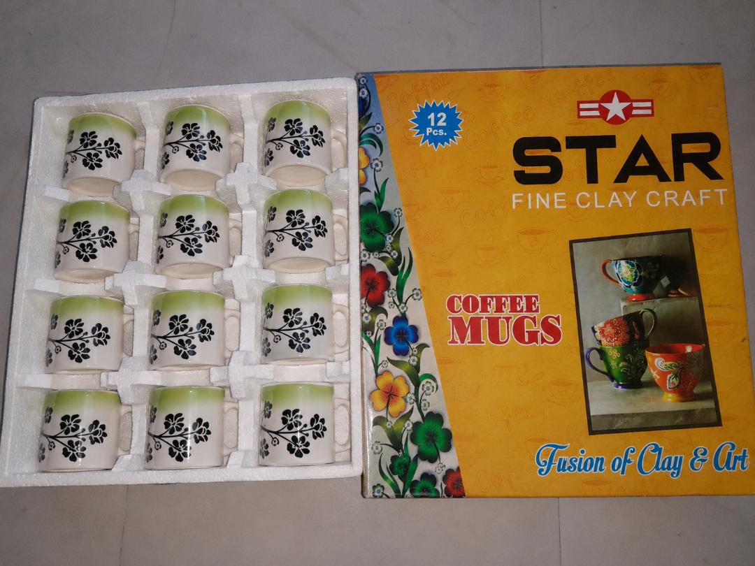 STAR Fine Clay Craft Floral Coffee Mug Set (12 Pcs)