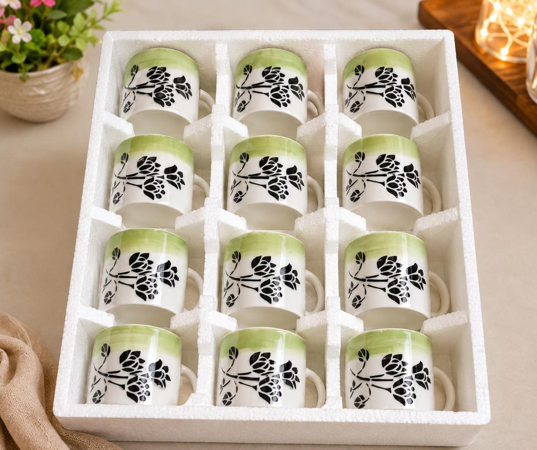 STAR Fine Clay Craft Floral Coffee Mug Set (12 Pcs)