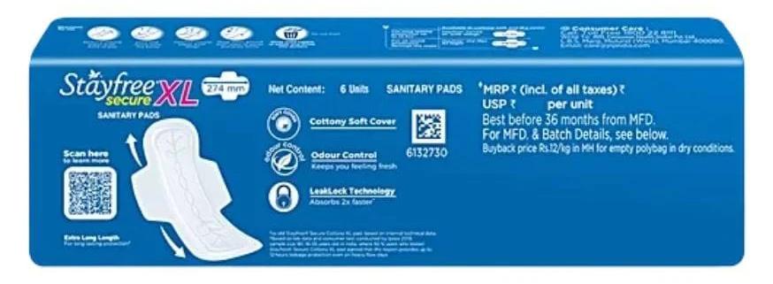 Stayfree Secure Cottony Soft Sanitary Pads 12pc