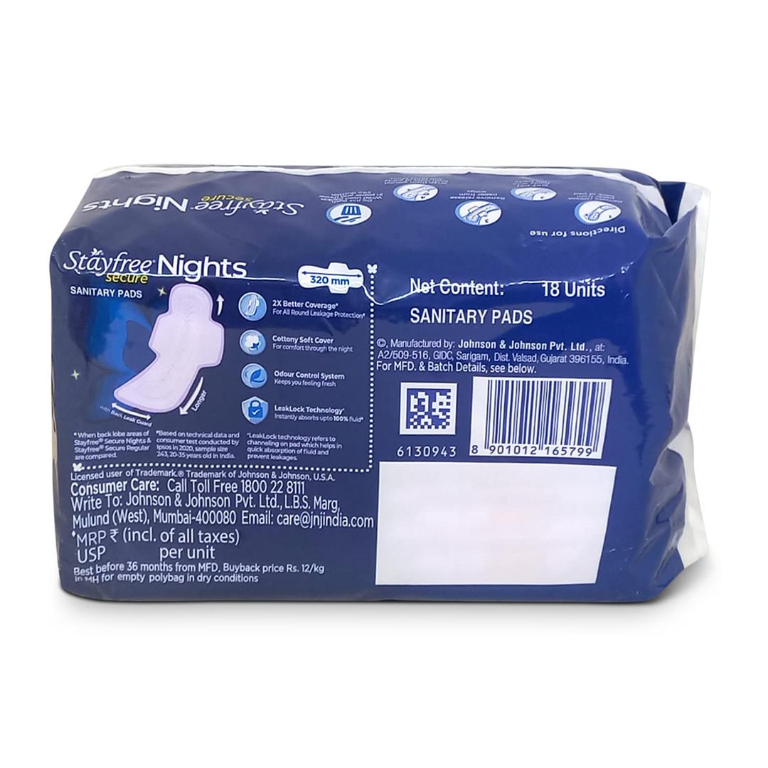 Stayfree Secure Nights Sanitary Pads 18pc