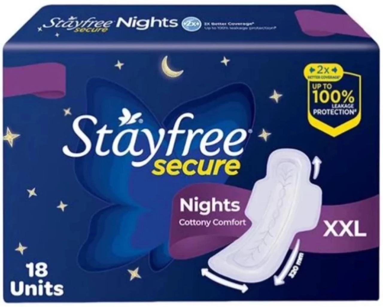 Stayfree Secure Nights Sanitary Pads 18pc